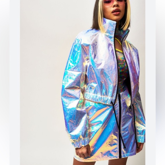 JADED LONDON DOLLS KILL CROPPED HOLOGRAPHIC JACKET AND SKIRT SET SMALL - Picture 1 of 10